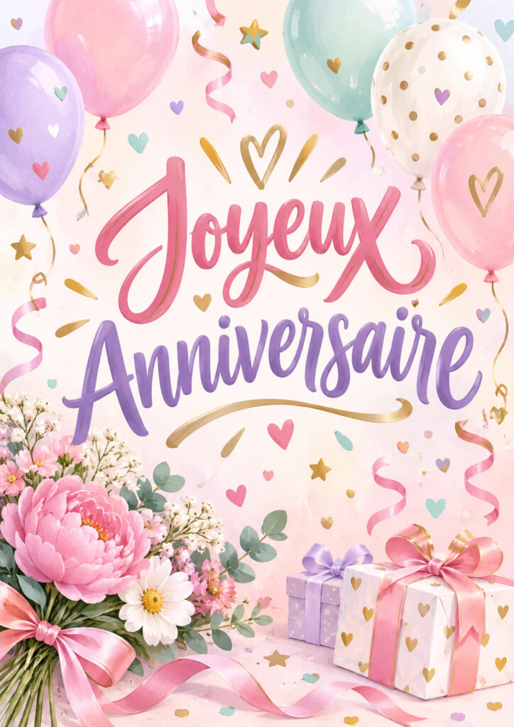 carte anniversaire femme à imprimer