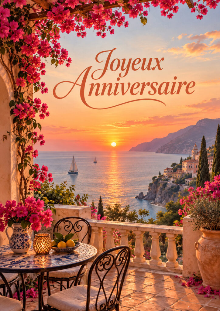 carte anniversaire paysage femme