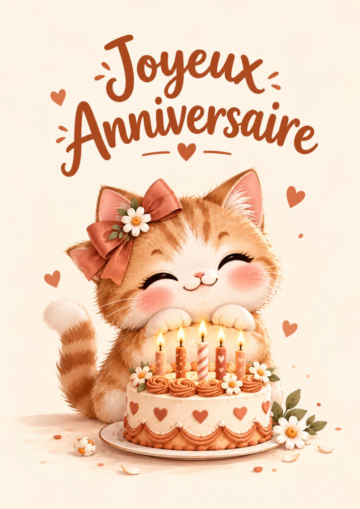 carte anniversaire kawaii femme